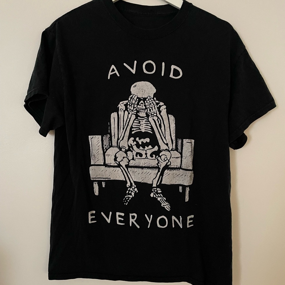 Black Graphic Tee with Skeleton Design - Picture 1 of 1
